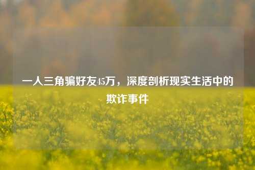 一人三角骗好友45万，深度剖析现实生活中的欺诈事件