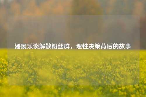 潘展乐谈解散粉丝群，理性决策背后的故事