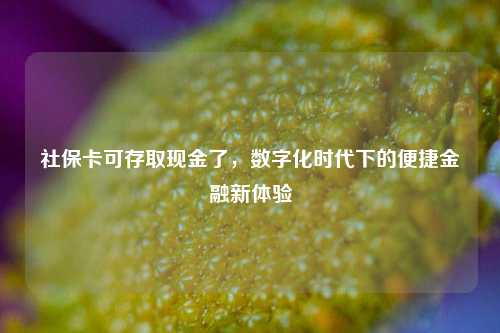 社保卡可存取现金了，数字化时代下的便捷金融新体验