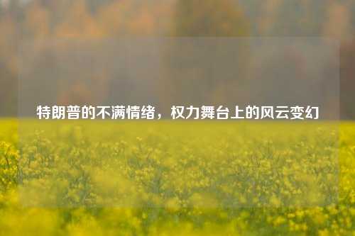 特朗普的不满情绪，权力舞台上的风云变幻